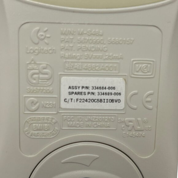 Compaq Vintage Computer Mouse Scroll Wheel Logitech M-S48 Rollerball Logitech‎ - Picture 6 of 6